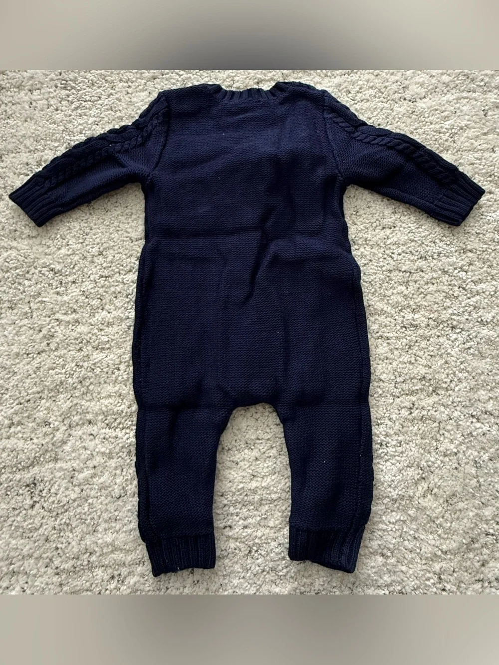 NWT Baby Gap Cable Knit One Piece Romper Navy Blue 3-6 Months Button Shoulder